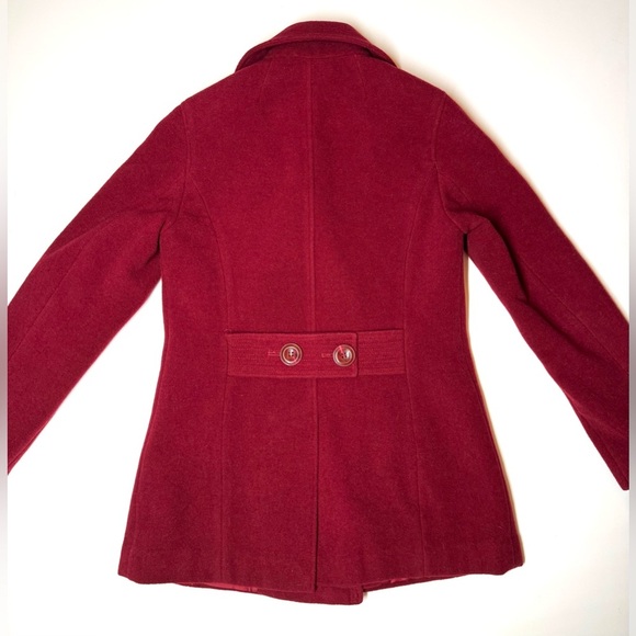 Kenneth Cole Women's Double-Breasted Wool Blend Dark Red Pea Coat Size- 2 - Picture 9 of 9